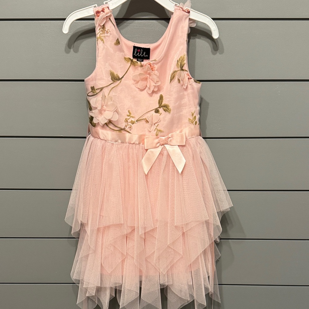 Pink Floral Layered Dress